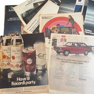Vintage Print Ad Lot 43 - 1970s‎ Full Page Life Magazine Size Cars Whiskey Rum